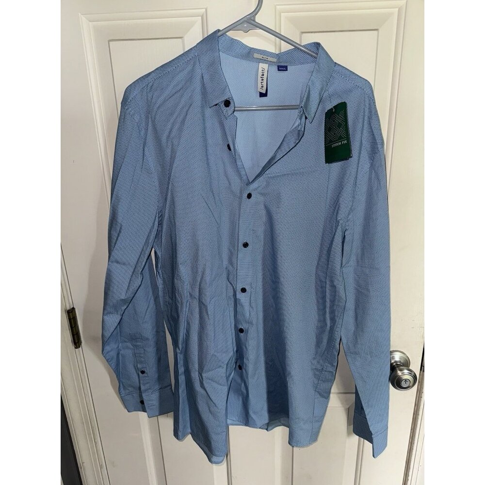 Artefact Interval Stretch Poplin Dress Shirt Mens Large Stitch Fix NEW Blue